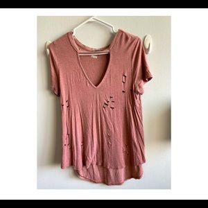 Distressed Pink T Shirt